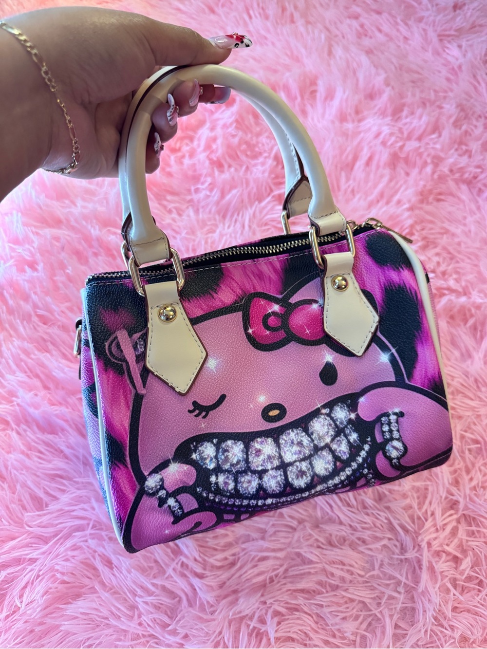 Pink Novelty Hello Kitty Style Mini Satchel Handbag